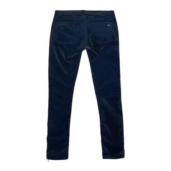 Rag & Bone Velvet Pants- Navy w Gold Zippers - Picture 2 of 3